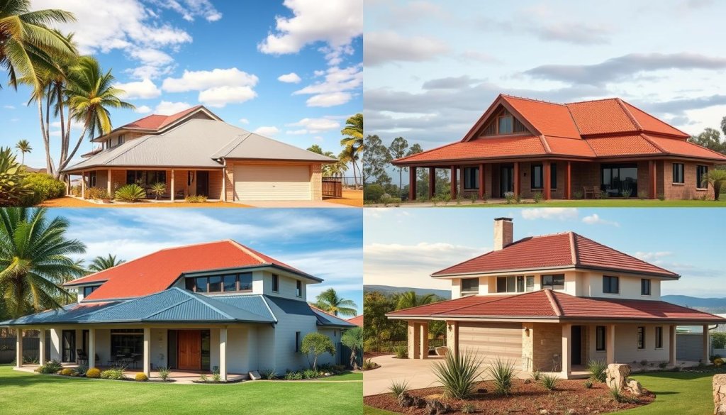 Collage of homes across different Australian regions showing regional roofing aesthetics and colour trends Australia Collage of homes across different Australian regions showing regional roofing aesthetics and colour trends Australia