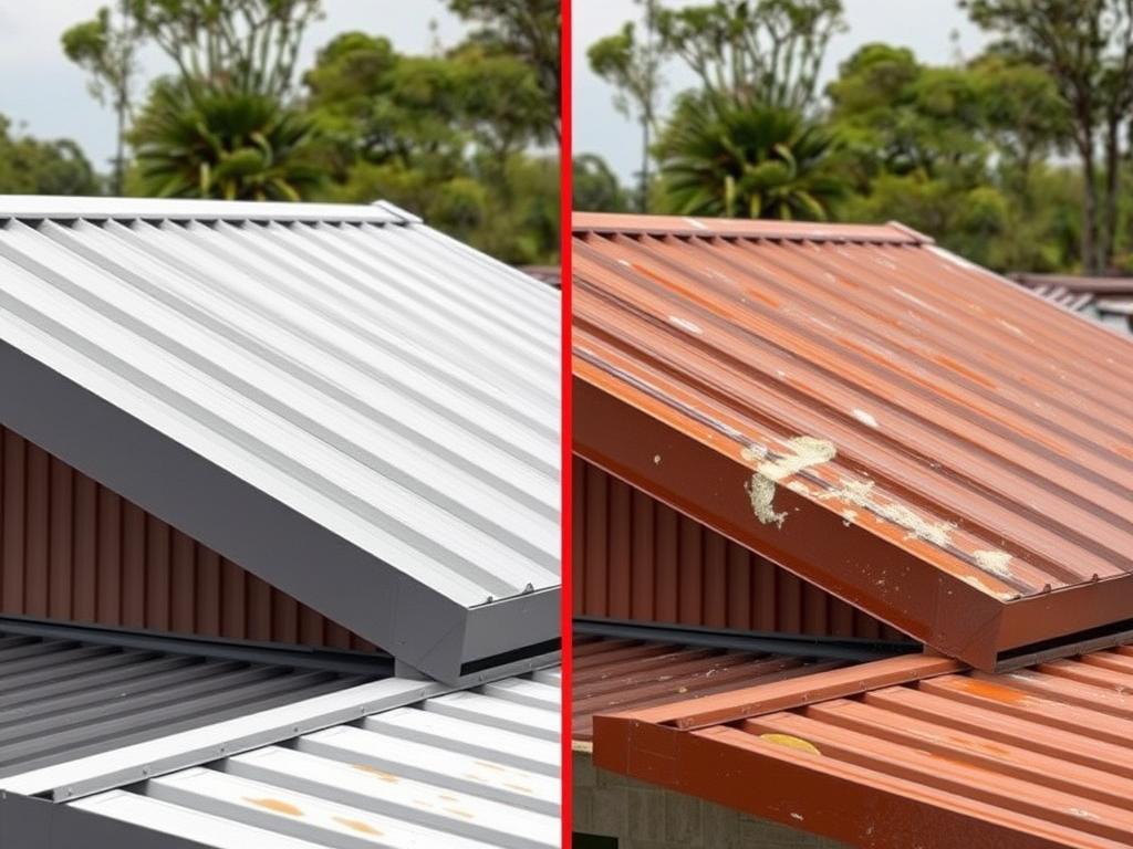 Comparison of new vs aged roof colours showing how roofing aesthetics and colour trends Australia evolve over time Comparison of new vs aged roof colours showing how roofing aesthetics and colour trends Australia evolve over time